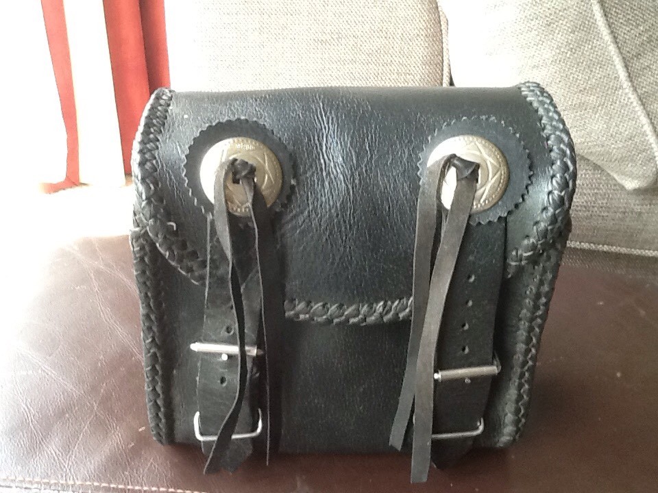 Leather motorcycle front fork pouch bag in Birstall, Leicestershire