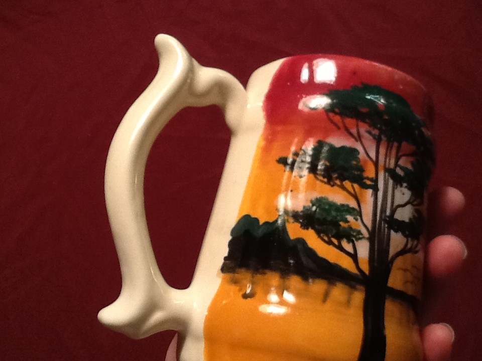 VTG Hand Painted Tea Cup Coffee Mug Designer Artist Nautical Ocean Boat Nature