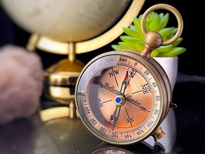 Dollond London Brass Compass - Antique Style Navigation Tool, Engraved