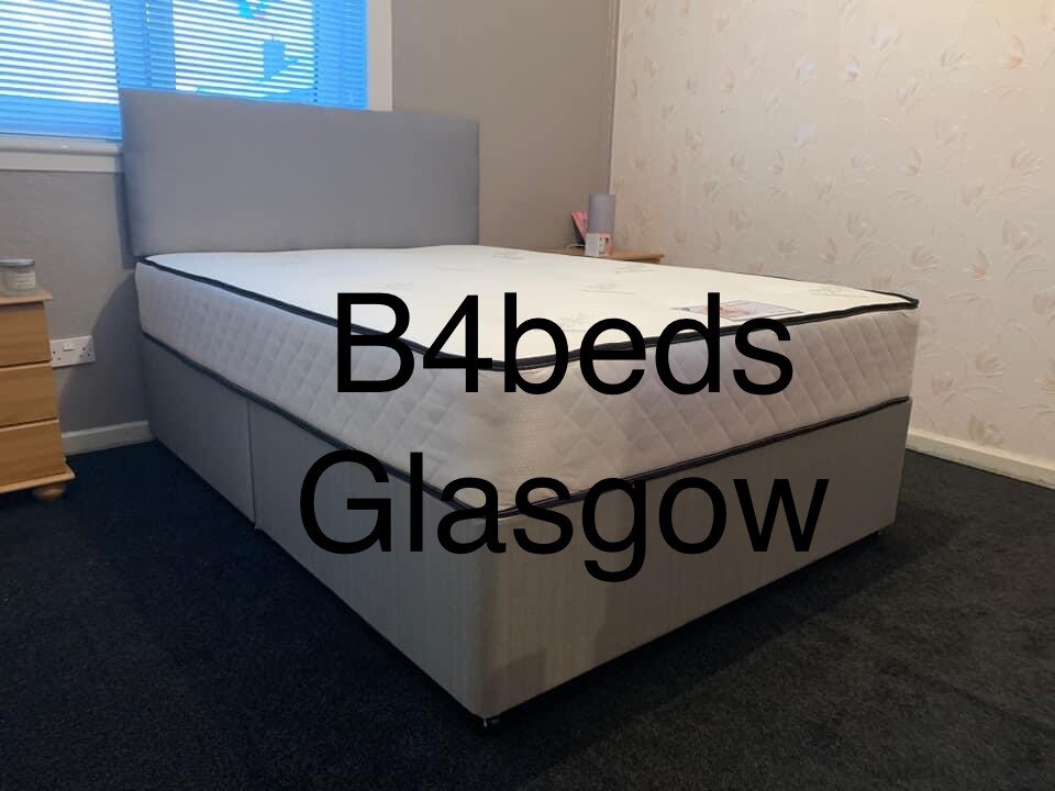 Complete single double king size divan bed with mattress headboard in