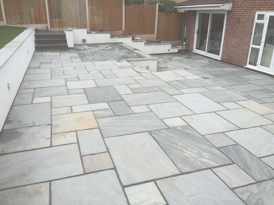Indian Stone Paving slabs flags pavers cheap clearance Grey brown buff