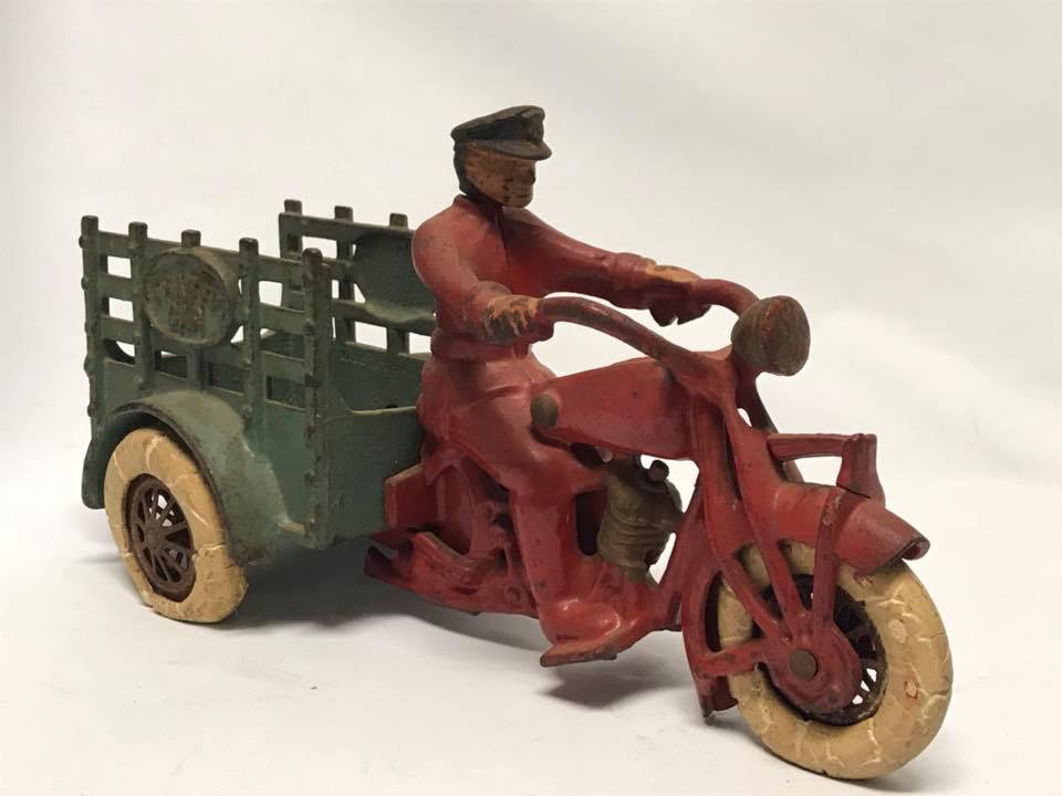 Antique Hubley Cast Iron Indian Motorcycle Traffic Car