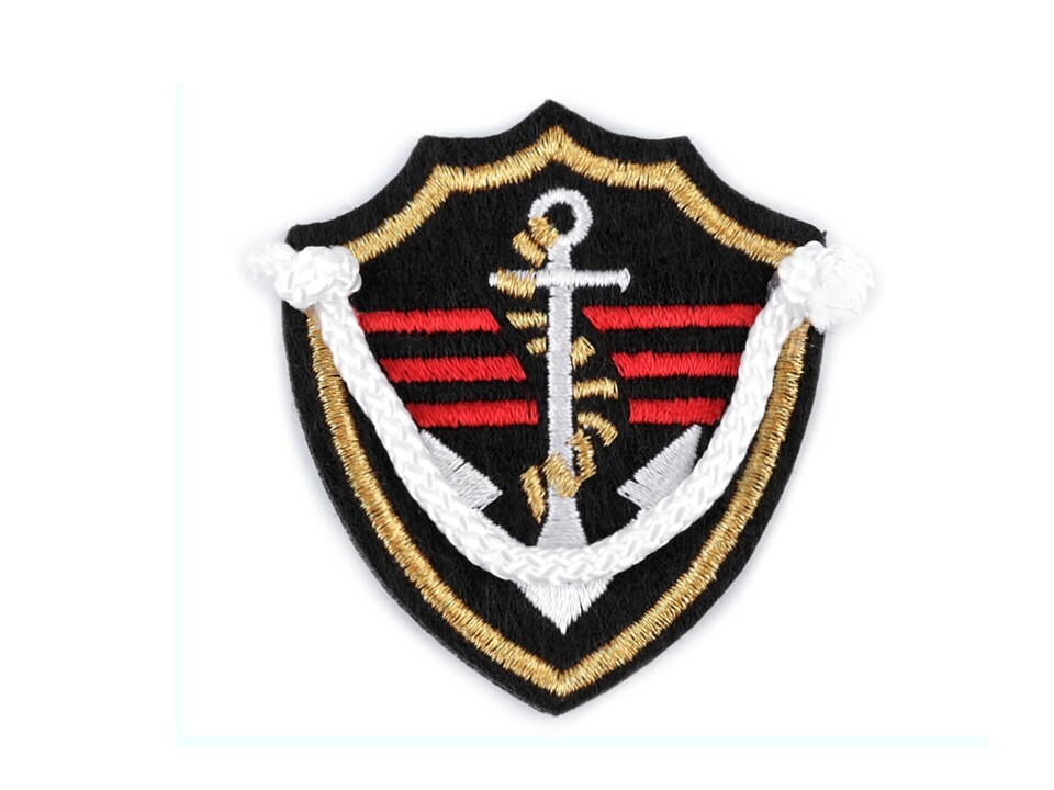 Bügelbild Applikation Aufnäher Patch Maritim Anker Wappen schwarz #CZ-025