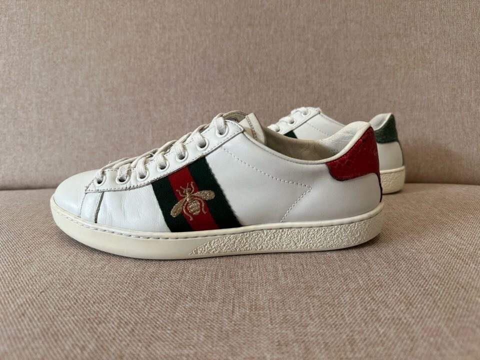 GUCCIエース レザー スニーカー 35ホワイト 498205 BEE刺繍 WMNS) Gucci Ace 'Bees and Stars' 498205-AXWQ0-9098