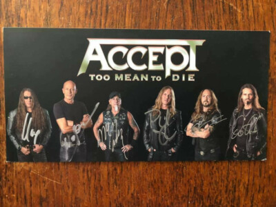 Accept band Too Mean To Die cd with signed photo card. 2020 autographed