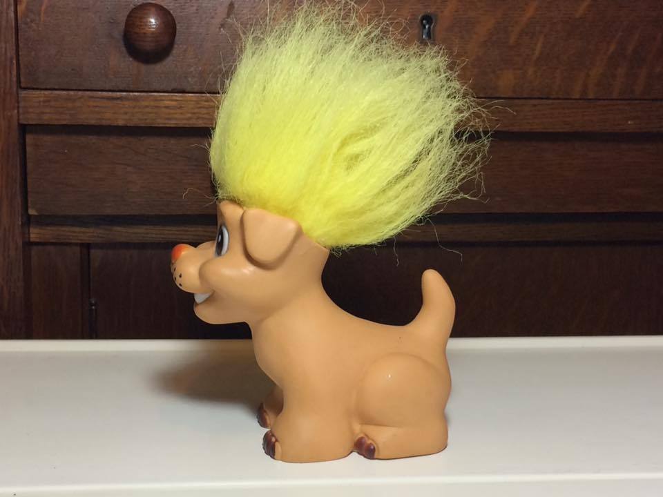 Vintage troll dog hard rubber toy