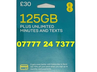Gold VIP Sim Card  #07777 24 7377#  EE pay as you go
