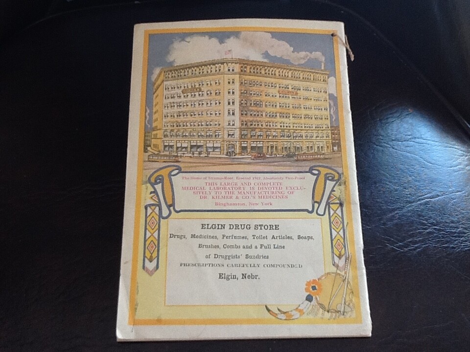Elgin Drug Store 1936 Dream and Almanac booklet. Elgin, Nebraska. Swamp Root.