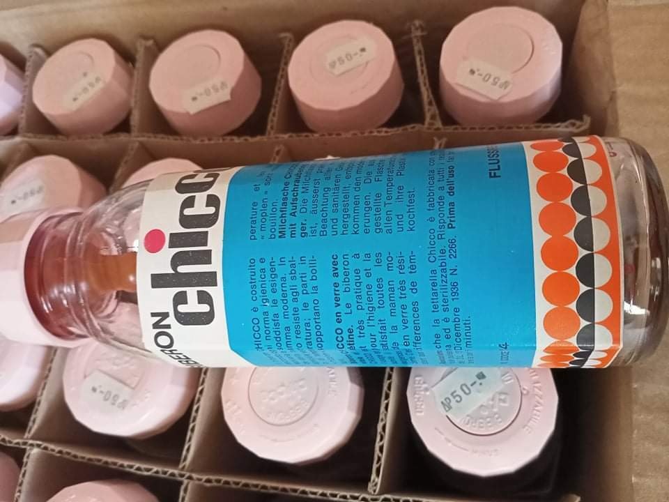 Vintage Chicco Glass Baby Bottle Biberon Antisinghiozzo Light Blue Vintage Antique Toys Toys Hobbies Other Vintage Antique Toys