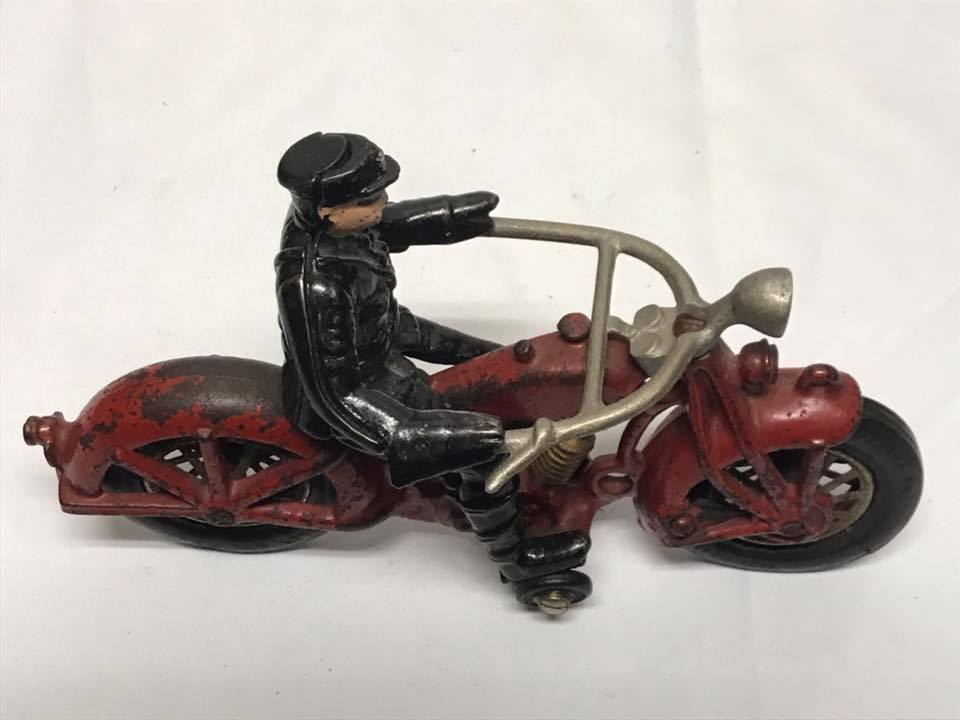 Antique Cast Iron Hubley Red Motorcycle