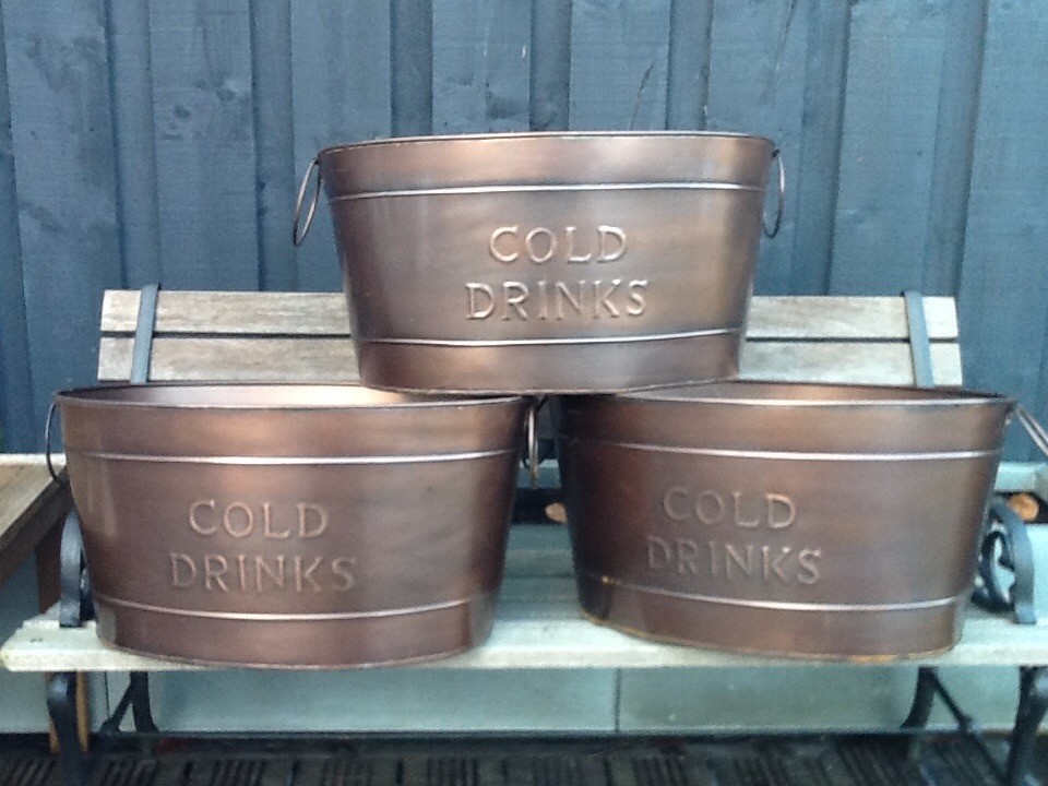 Large Copper Coloured Ice Drinks Buckets. Wedding / Party / Function