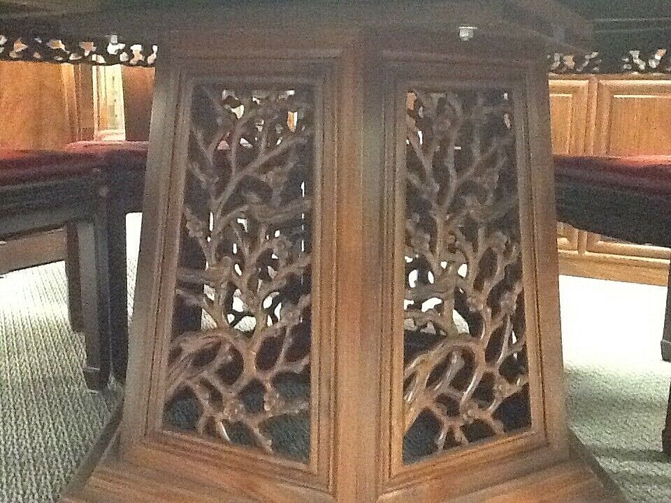 VINTAGE ROSEWOOD CHINESE DINING ROOM WITH CHINA CABINET, TABLE AND 12 CHAIRS