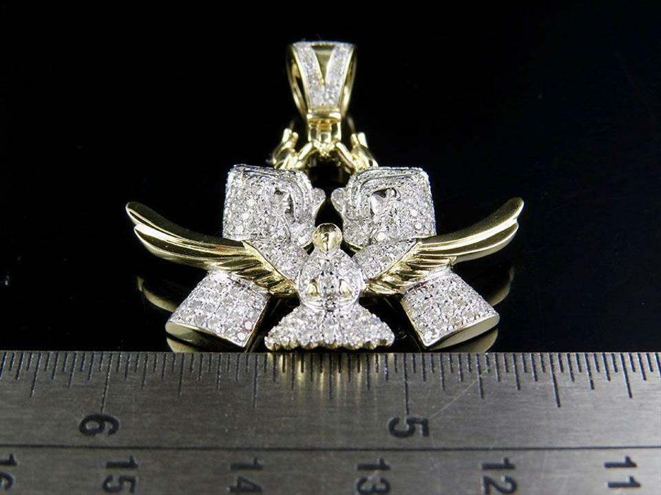 ONLINE0369 MEN'S FREEDOM CHARM PENDANT ROUND GENUINE MOISSANITE YELLOW GOLD PLATED SILVER