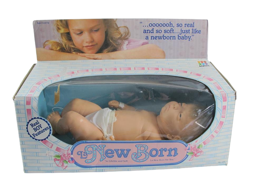 Barval 1985 Vintage NIB La New Born Lifelike BABY BOY Silicon Doll RARE in Box