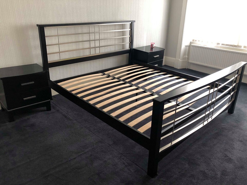 Super King Bed Frame Black and Steel in Paisley, Renfrewshire Gumtree