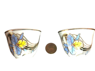 Vintage tea sake porcelain cups bowls from Japan. Lot of 2 cups