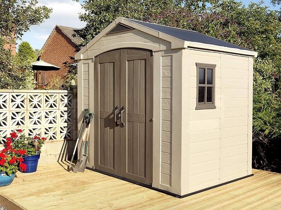 new keter factor 8 x 6 feet outdoor plastic garden storage