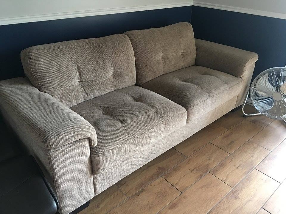 Large 34 seater light brown fabric sofa for sale in Bournemouth