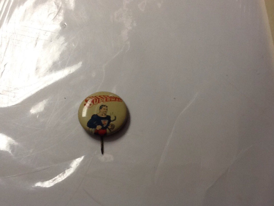 Antique 1938  Superman Action Comics Pin Back Membership Certificate, Code Book