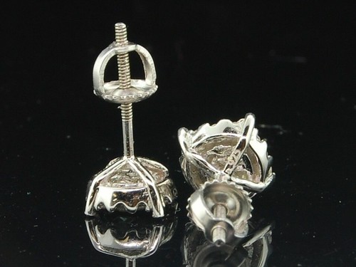 Pre-owned Jfl Diamonds & Timepieces Diamond Earrings .925 Sterling Silver Princess Round Halo Design Studs 0.60 Tcw In White