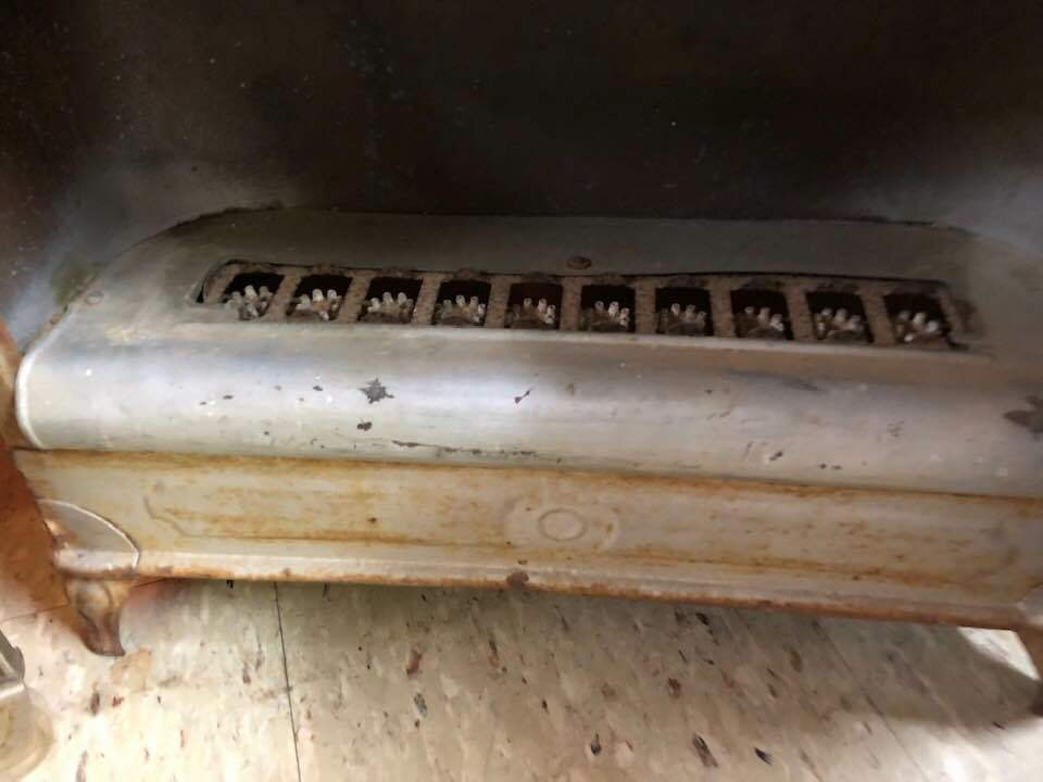 Antique Wheeling Gas Radiant Grate Heater RARE Hot Winter Fireplace Heating