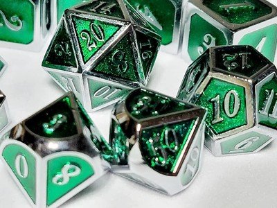 Green Guardian Metal DnD Dice Set | DnD Dice | Dungeons and Dragons AD&D d20