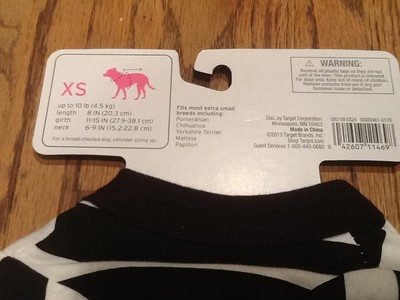 New Target Prisoner Dog Costume Halloween Very Cute XS up to 10 pounds