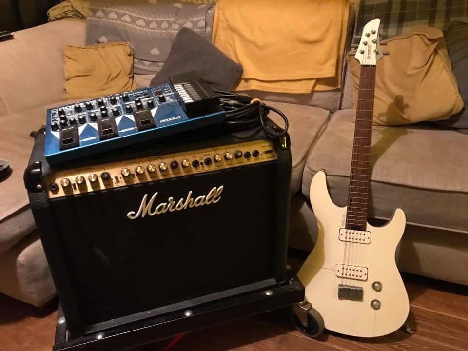 Yamaha electric guitar, Marshall amp, effects board in Eynesbury