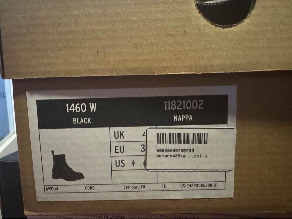 Dr. Doc Martens 1460W Women's Original Smooth Lace Up Boots - Black, Size 6