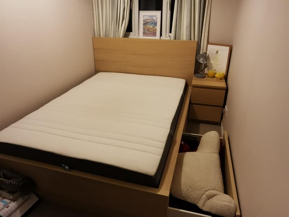 Ikea Malm Double Bed With 2 Storage Drawers Mattress Like