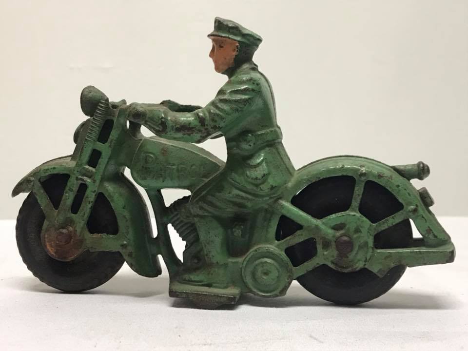 Antique Hubley Cast Iron Patrol Motorcycle
