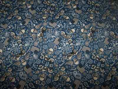 Wet Nose Designs BIG KITTY CAT COLLAR 5/8'' Wide Outlaw Blue Skull Bandana