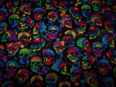 Wet Nose Designs BIG KITTY CAT COLLAR 5/8'' Wide Outta Sight Tie Dye Skulls Retro