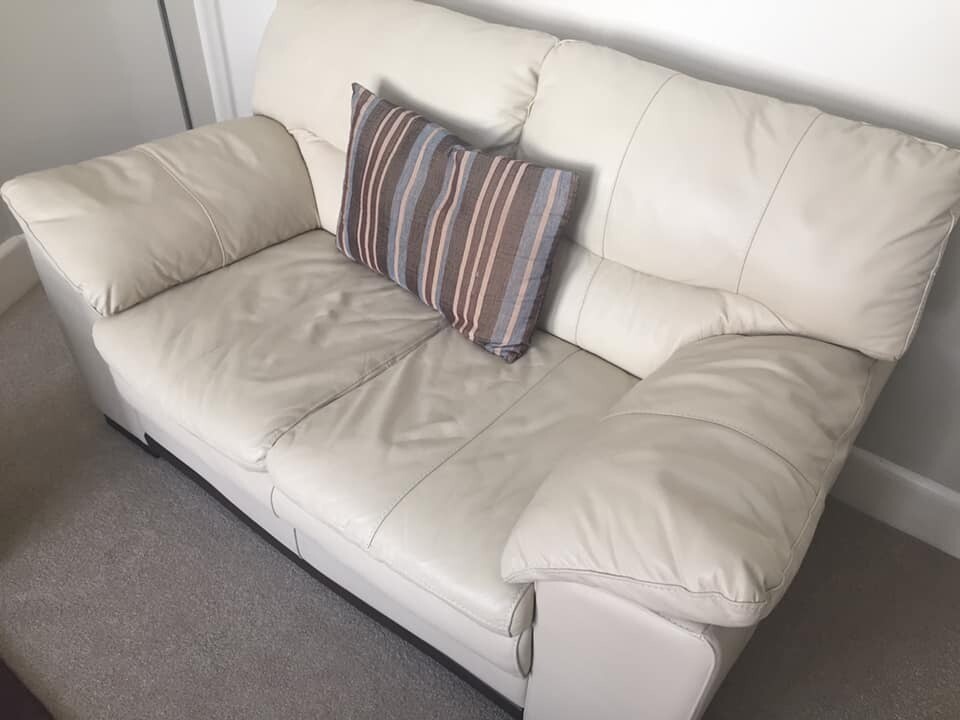 2 x DFS cream leather sofas in Portsmouth, Hampshire Gumtree