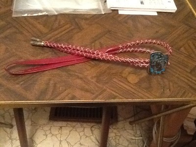 STERLING MEXICO BOLO TIE SILVER AND TURQUOISE STONE MEXICO 925 inventory lot 47