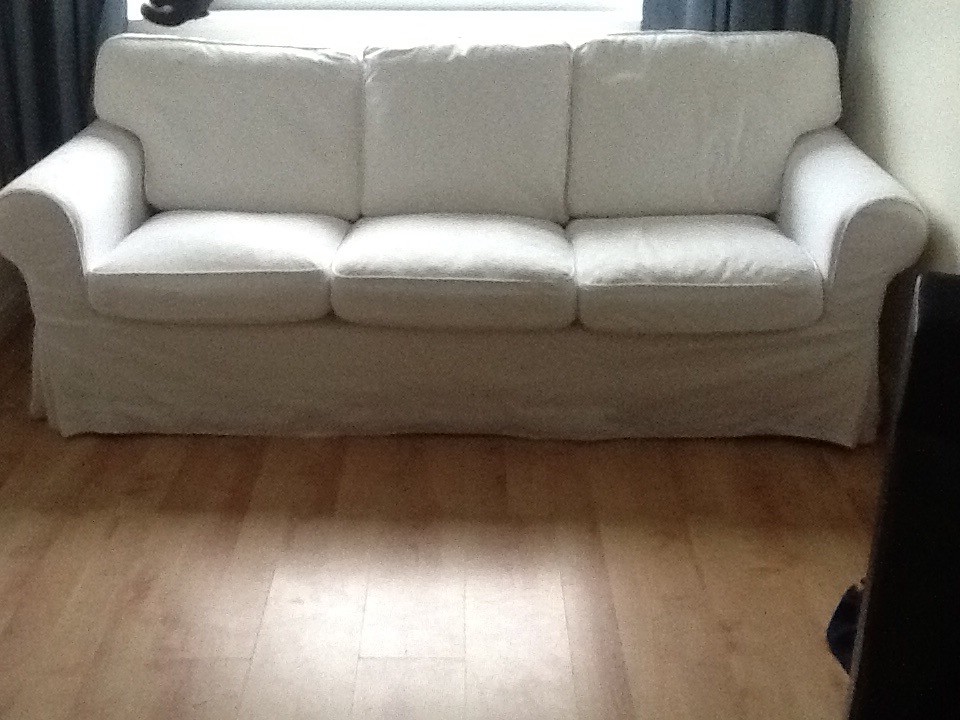 White 3 seater sofa with machine washable covers. (Ikea ektorp range) in Burscough, Lancashire