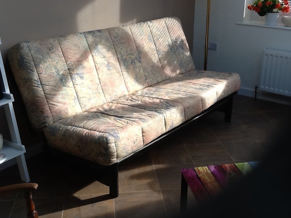 Slumberland Sofa Bed. A sofa for dining room or bedroom, folds out to a