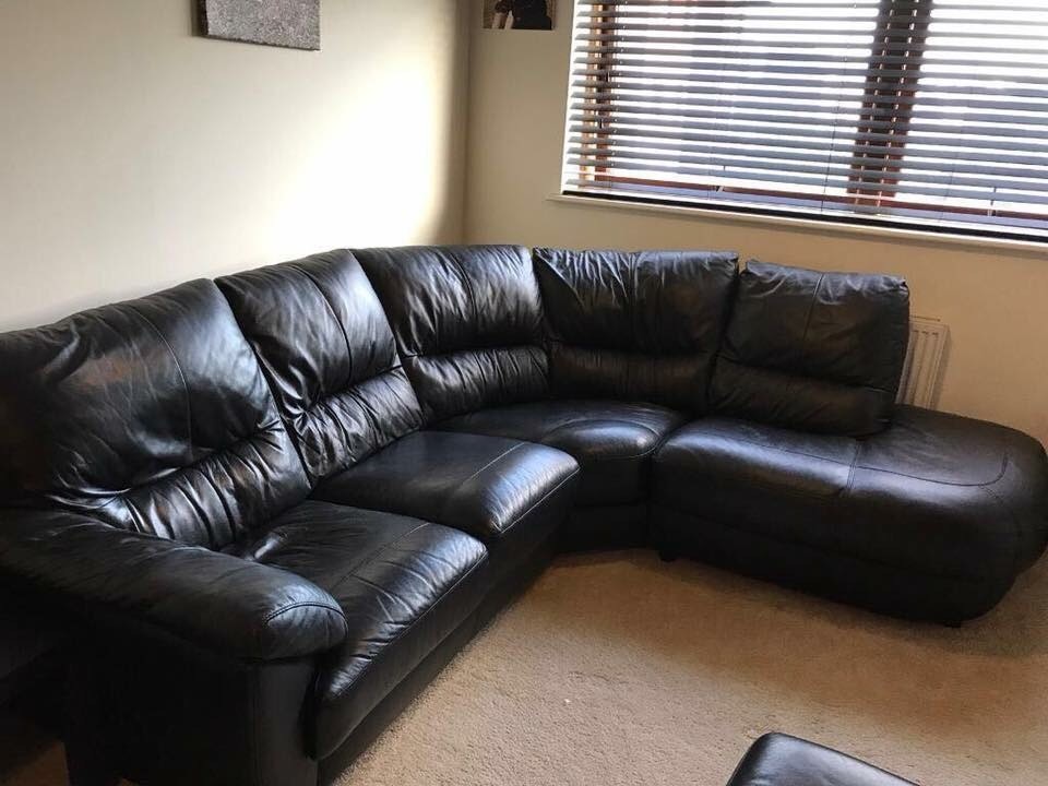 Dfs large black leather corner sofa | in Romney Marsh ...