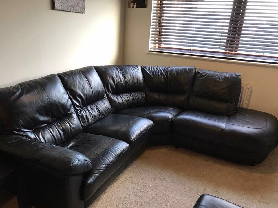 Dfs large black leather corner sofa | in Romney Marsh ...