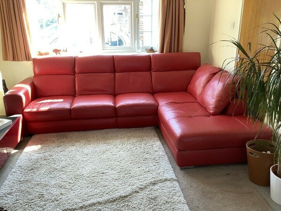 Stunning Furniture Village Red Leather Corner Sofa With Chaise Must Go Today Cheap Delivery 525 In Acton London Gumtree