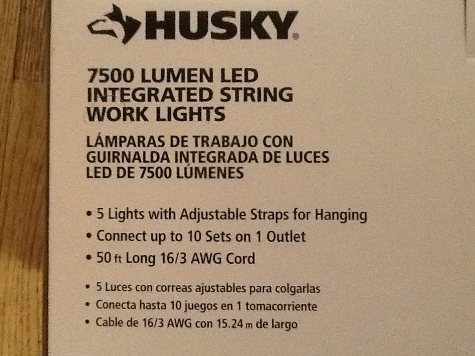 Husky 7500 Lumen LED Integrated String Work Lights 1003 241 180 Free Shipping
