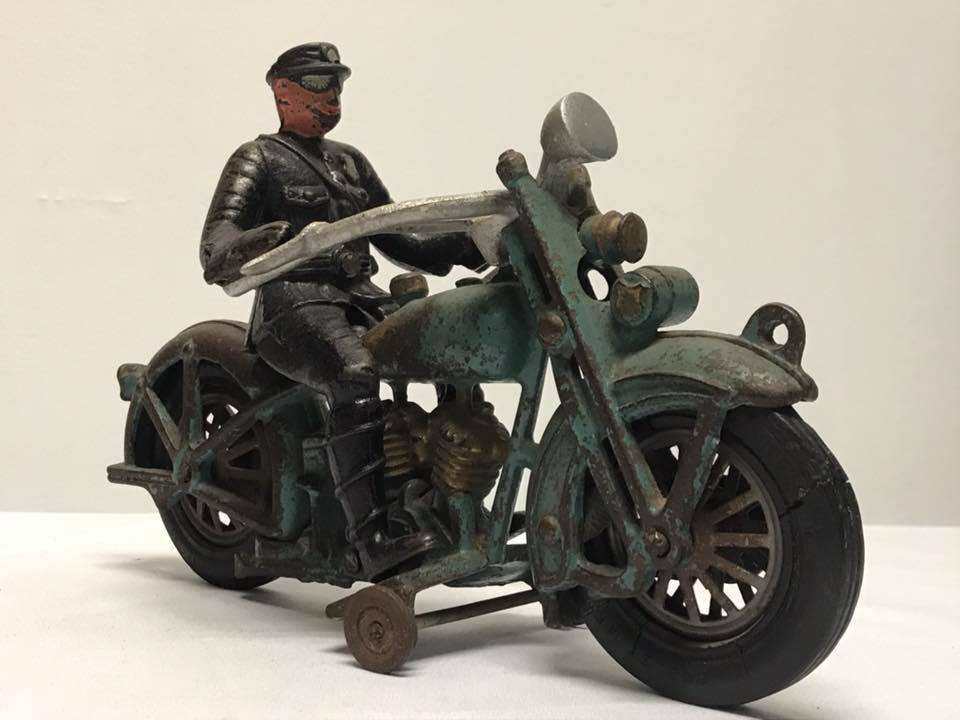 Antique Cast Iron Hubley Blue Motorcycle
