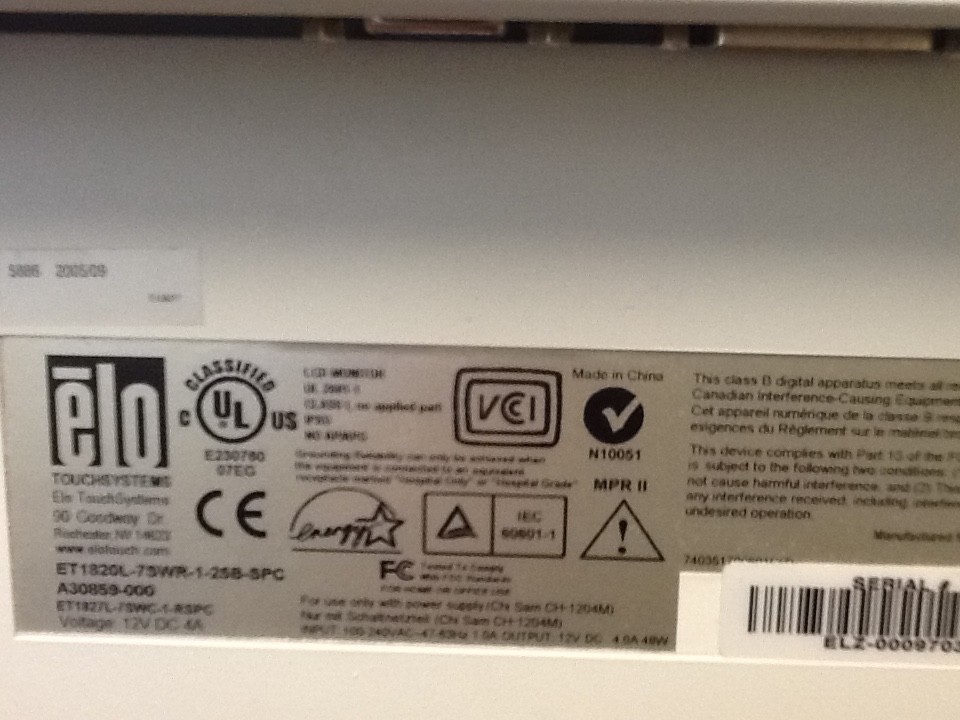 Spacelabs Ultraview SL LCD Monitor Model 94260-18