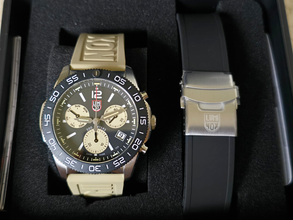Pre-owned Luminox Xs.3150.set Pacific Diver Bonus Strap Black Sapphire Men's Watch