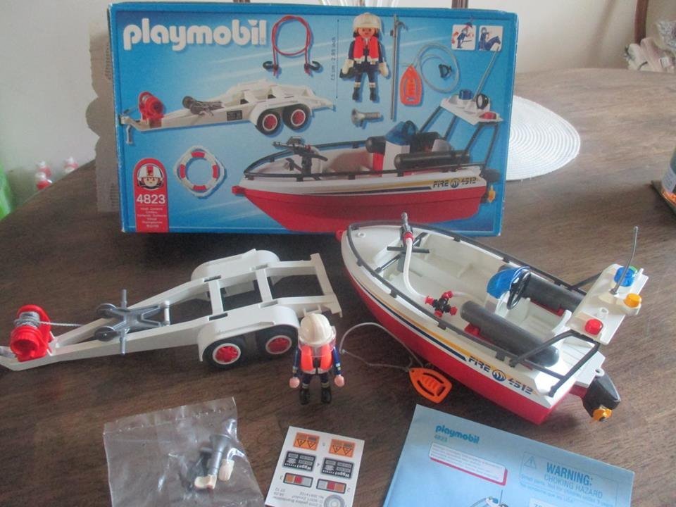 Playmobil 4823, Fire Boat and Trailer in original box and complete in