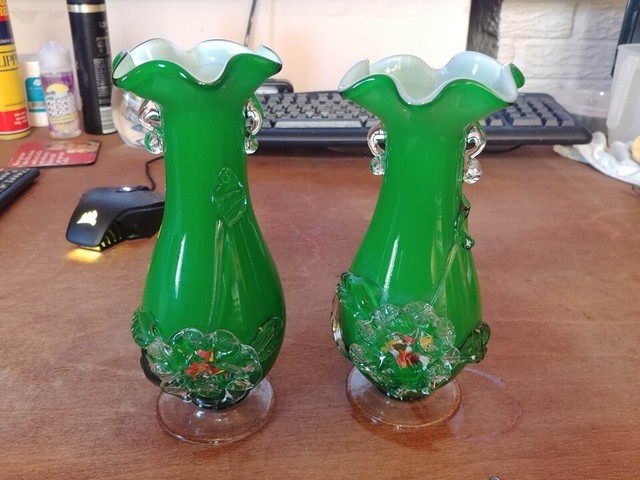 Vintage Murano Glass Vases And Poesy Baskets In Newport