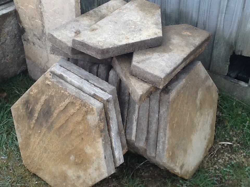 Slabs, reclaimed 1970's hexagonal paving slabs in Witney, Oxfordshire