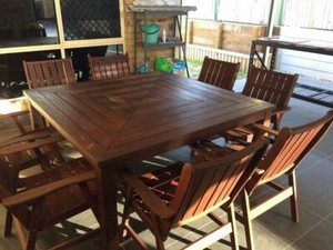 Nullarbor hardwood 8 people outdoor setting | Outdoor ...
