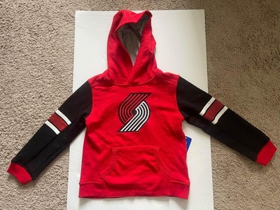 NWT NBA Kids Portland Trail Blazers Red Stadium Classic Pullover Hoodie size L=7