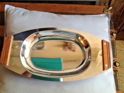 Kromex Chrome  Anchor Hocking Divided  Dish and Fork Vintage Relish Tray